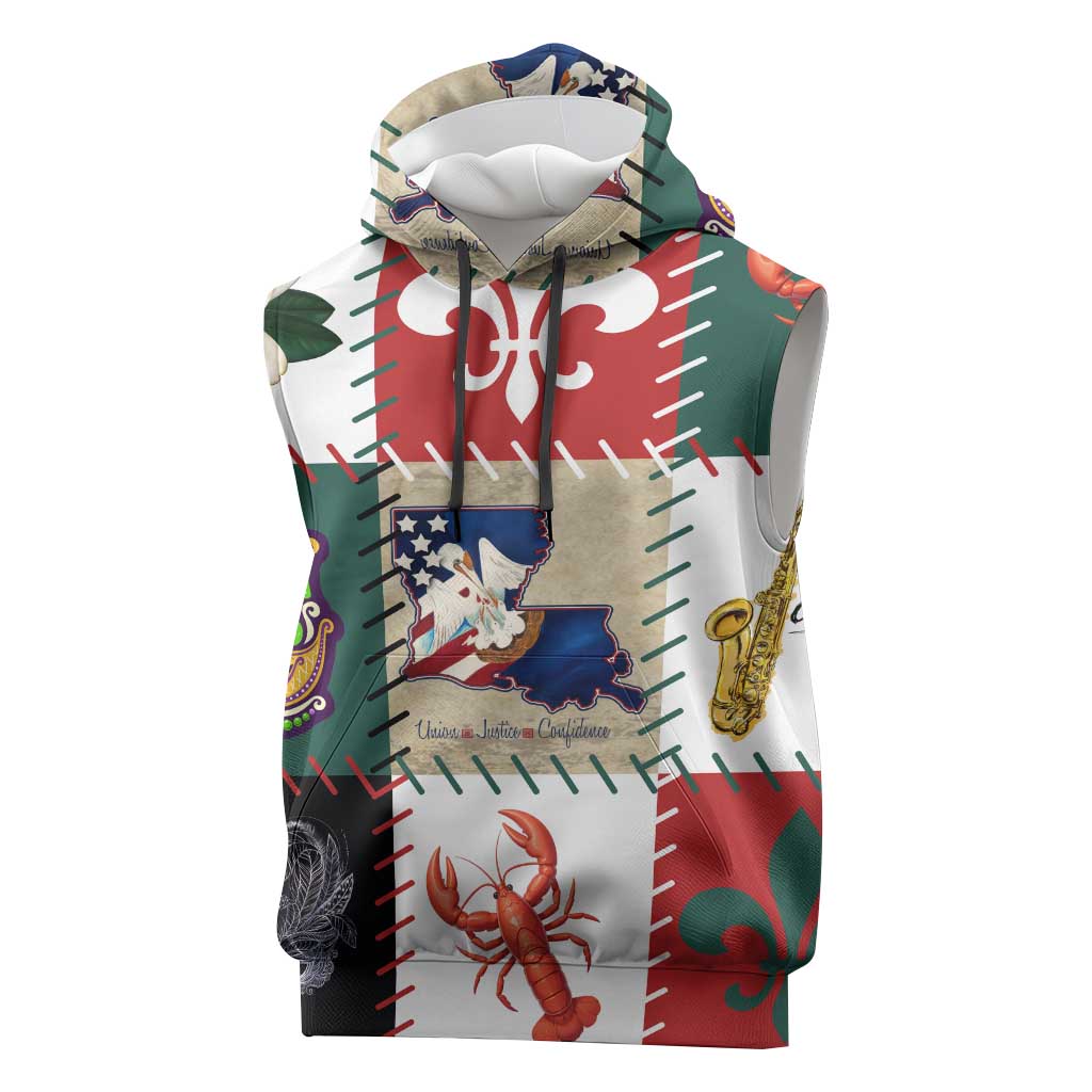 Louisiana Famous Things Christmas Sleeveless Hoodie Xmas Holiday Patterns - Wonder Print Shop