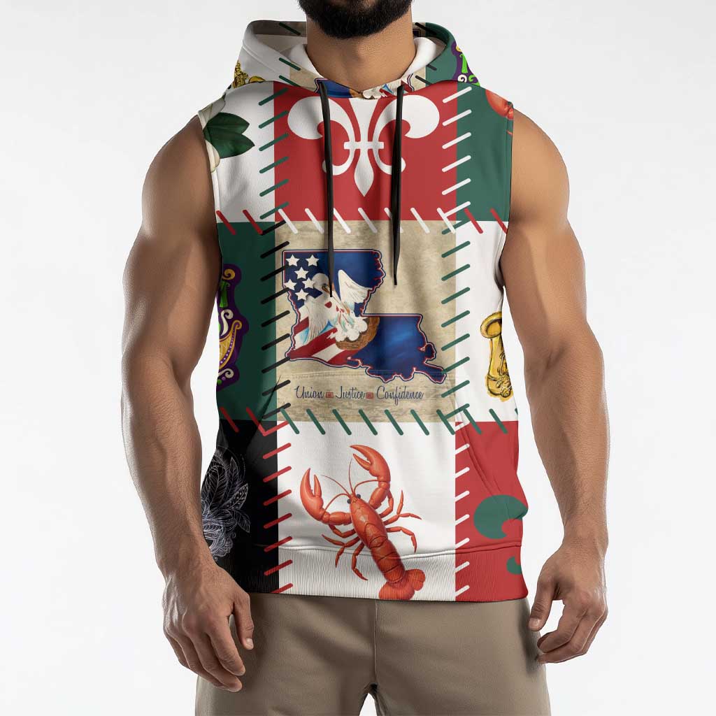 Louisiana Famous Things Christmas Sleeveless Hoodie Xmas Holiday Patterns - Wonder Print Shop
