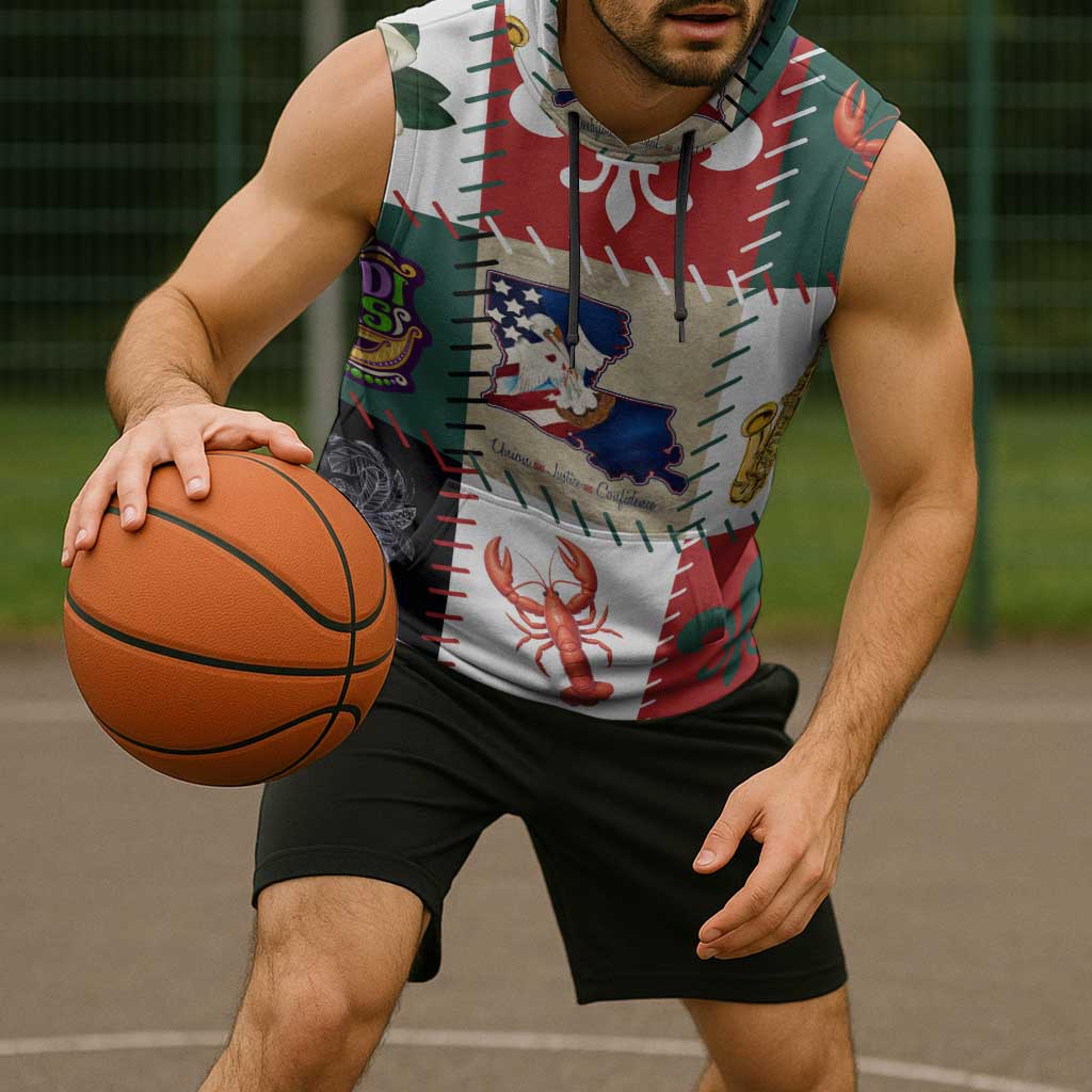 Louisiana Famous Things Christmas Sleeveless Hoodie Xmas Holiday Patterns - Wonder Print Shop