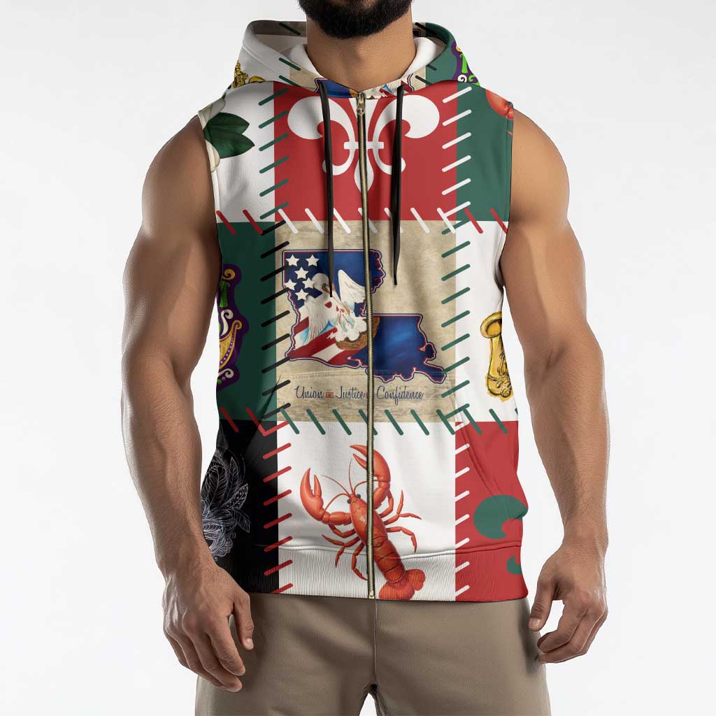 Louisiana Famous Things Christmas Sleeveless Zip Hoodie Xmas Holiday Patterns - Wonder Print Shop