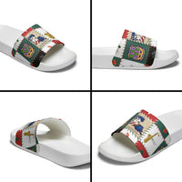 Louisiana Famous Things Christmas Slide Sandals Xmas Holiday Patterns - Wonder Print Shop