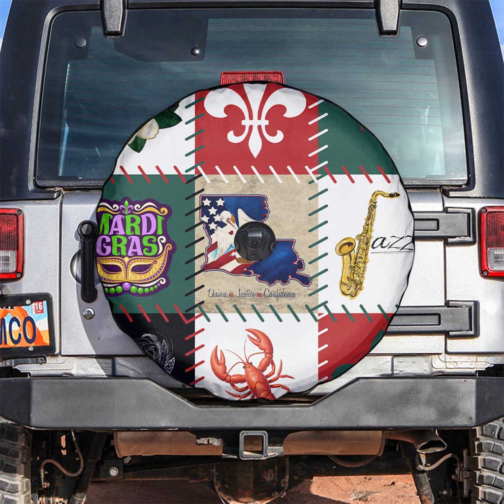 Louisiana Famous Things Christmas Spare Tire Cover Xmas Holiday Patterns - Wonder Print Shop