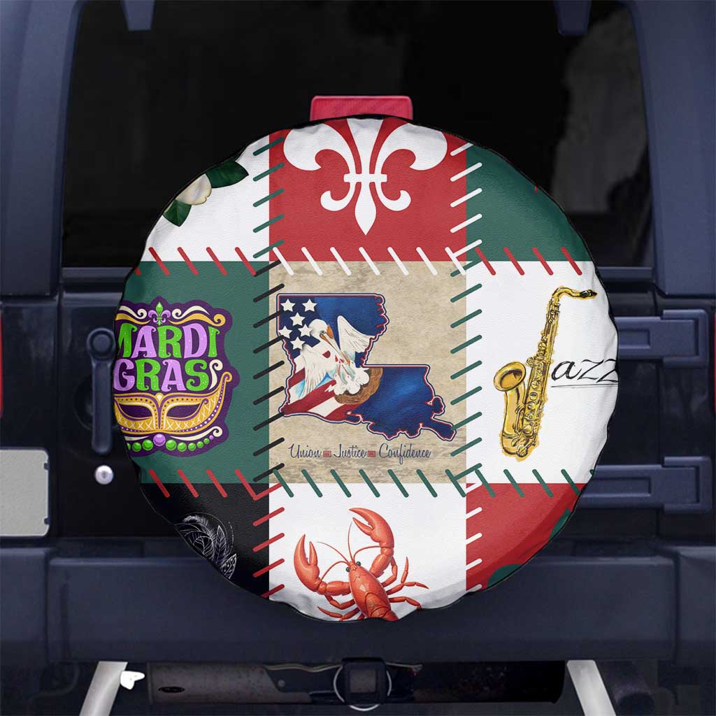 Louisiana Famous Things Christmas Spare Tire Cover Xmas Holiday Patterns - Wonder Print Shop