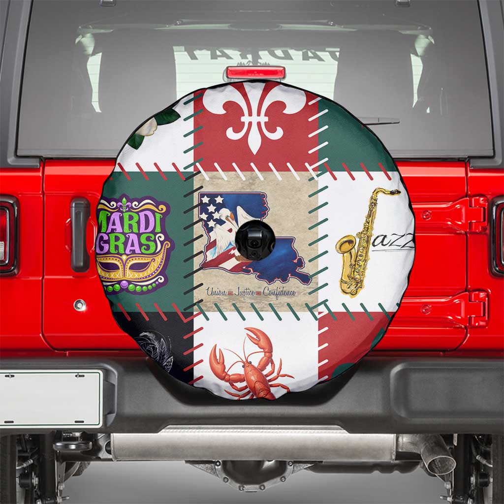 Louisiana Famous Things Christmas Spare Tire Cover Xmas Holiday Patterns - Wonder Print Shop