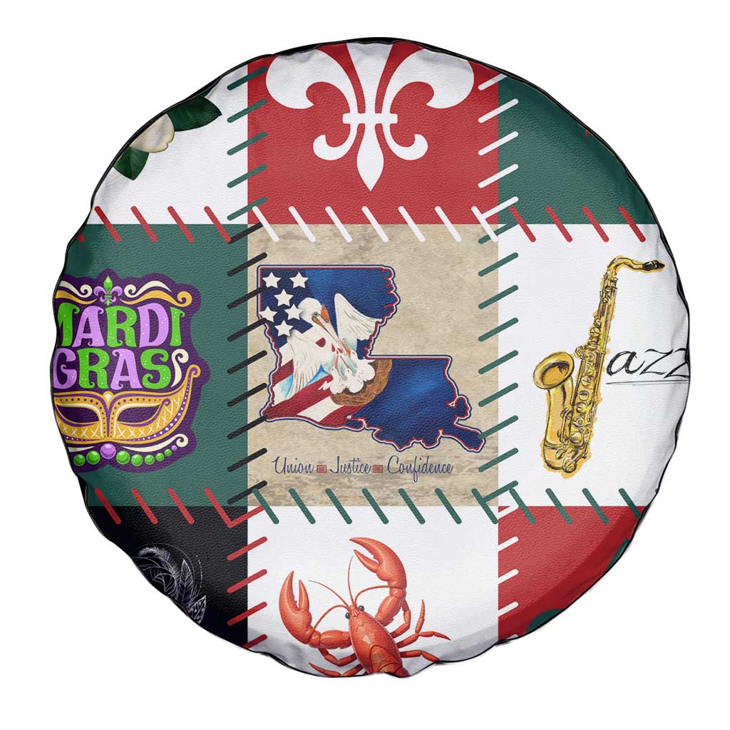 Louisiana Famous Things Christmas Spare Tire Cover Xmas Holiday Patterns - Wonder Print Shop
