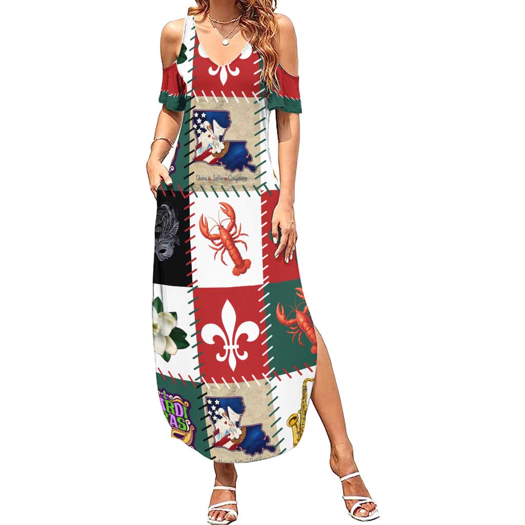 Louisiana Famous Things Christmas Summer Maxi Dress Xmas Holiday Patterns - Wonder Print Shop