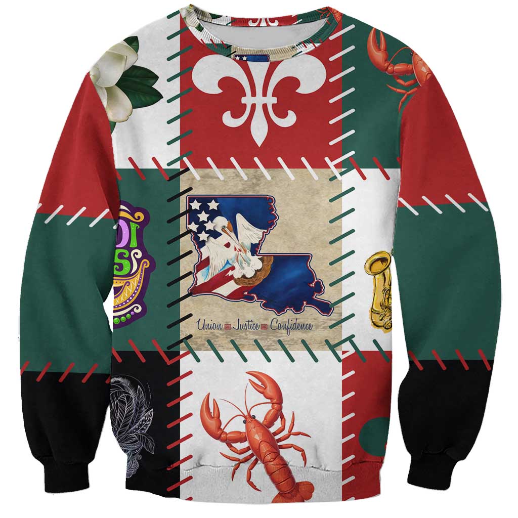 Louisiana Famous Things Christmas Sweatshirt Xmas Holiday Patterns - Wonder Print Shop
