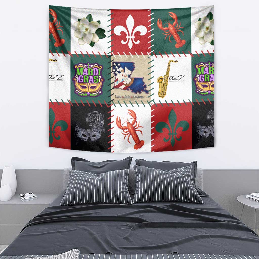 Louisiana Famous Things Christmas Tapestry Xmas Holiday Patterns - Wonder Print Shop