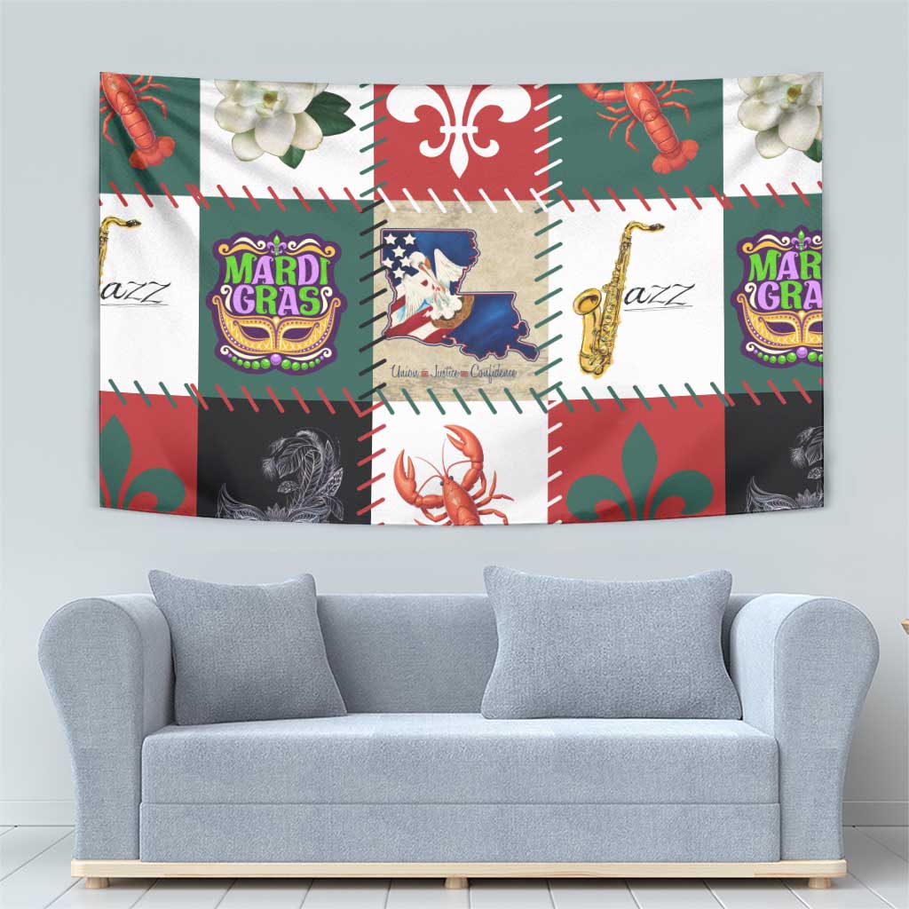 Louisiana Famous Things Christmas Tapestry Xmas Holiday Patterns - Wonder Print Shop