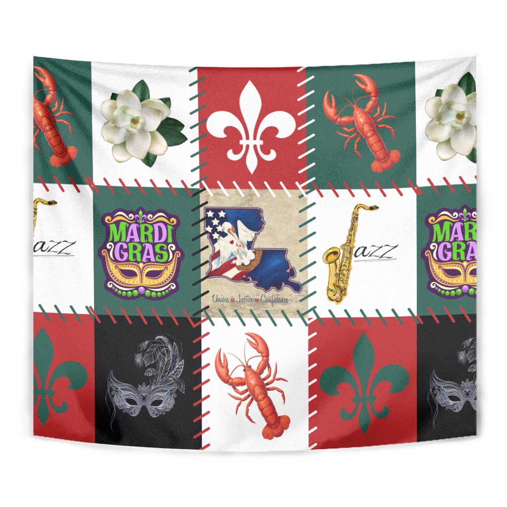Louisiana Famous Things Christmas Tapestry Xmas Holiday Patterns - Wonder Print Shop