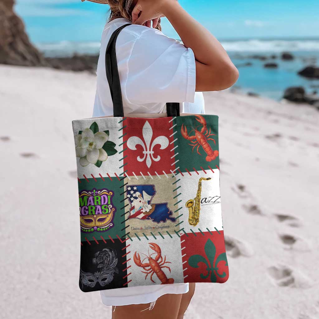 Louisiana Famous Things Christmas Tote Bag Xmas Holiday Patterns - Wonder Print Shop