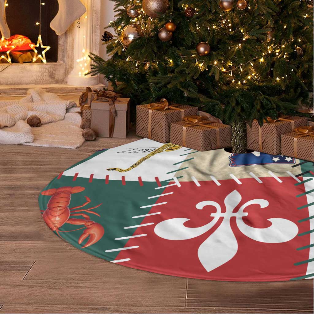 Louisiana Famous Things Christmas Tree Skirt Xmas Holiday Patterns - Wonder Print Shop