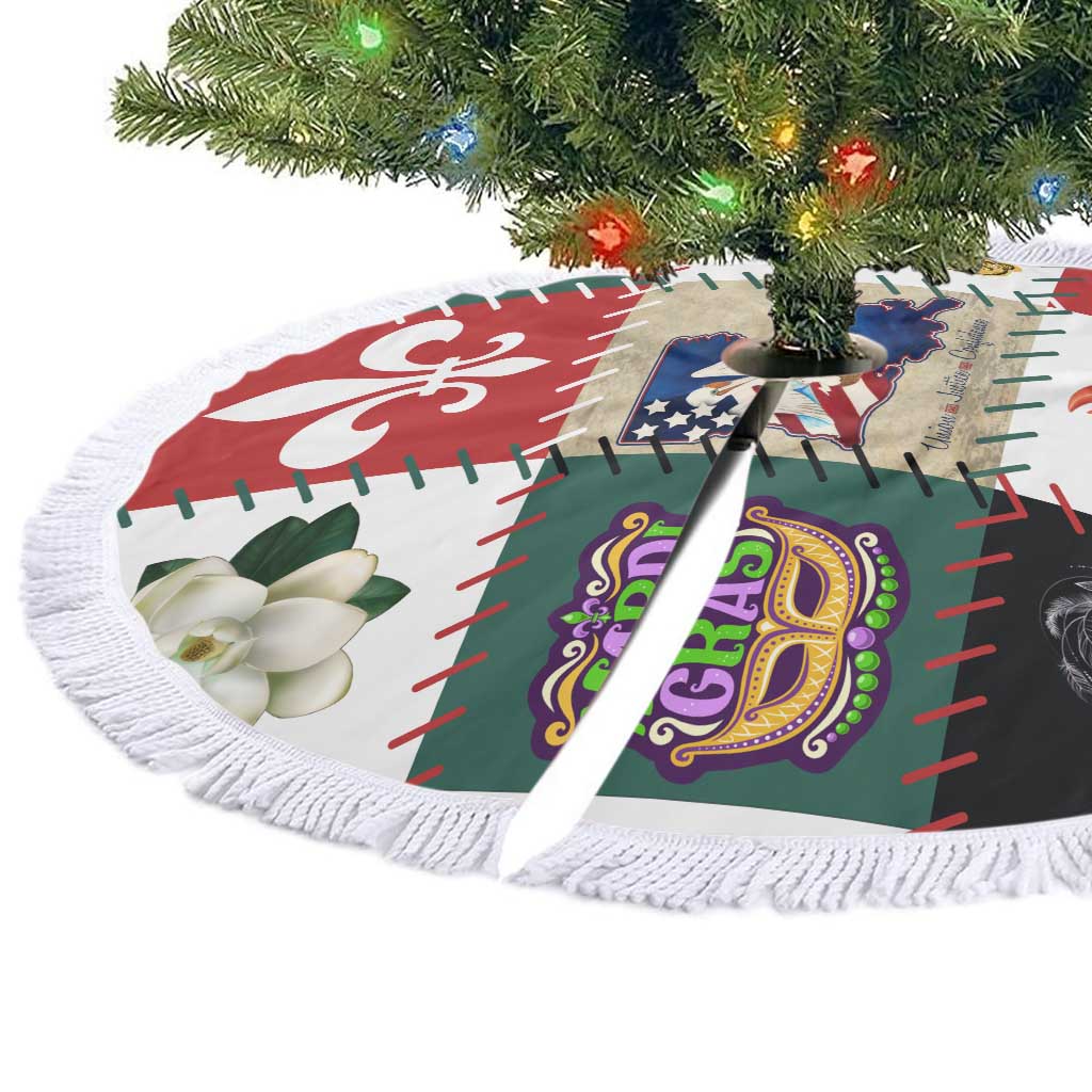 Louisiana Famous Things Christmas Tree Skirt Xmas Holiday Patterns - Wonder Print Shop