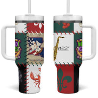 Louisiana Famous Things Christmas Tumbler With Handle Xmas Holiday Patterns - Wonder Print Shop