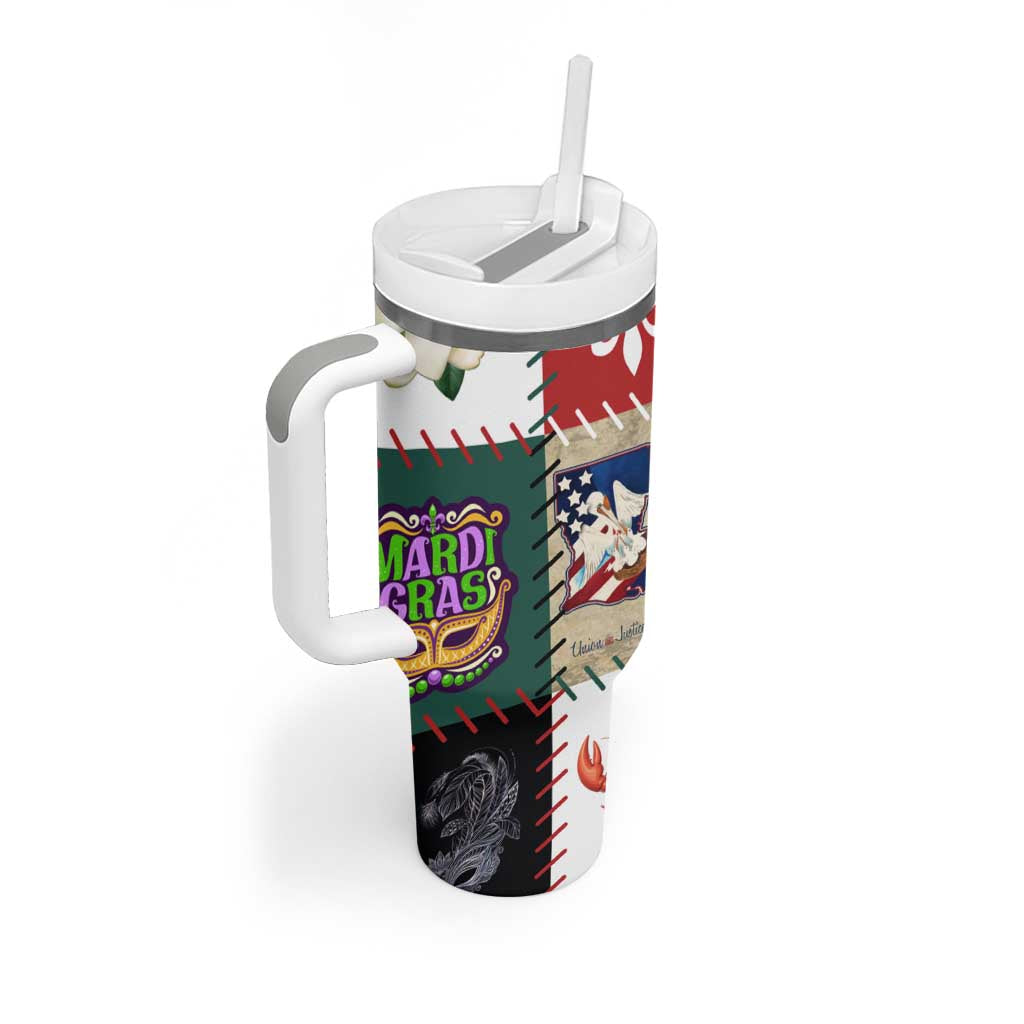Louisiana Famous Things Christmas Tumbler With Handle Xmas Holiday Patterns - Wonder Print Shop