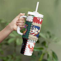 Louisiana Famous Things Christmas Tumbler With Handle Xmas Holiday Patterns - Wonder Print Shop
