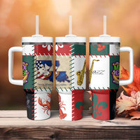 Louisiana Famous Things Christmas Tumbler With Handle Xmas Holiday Patterns - Wonder Print Shop