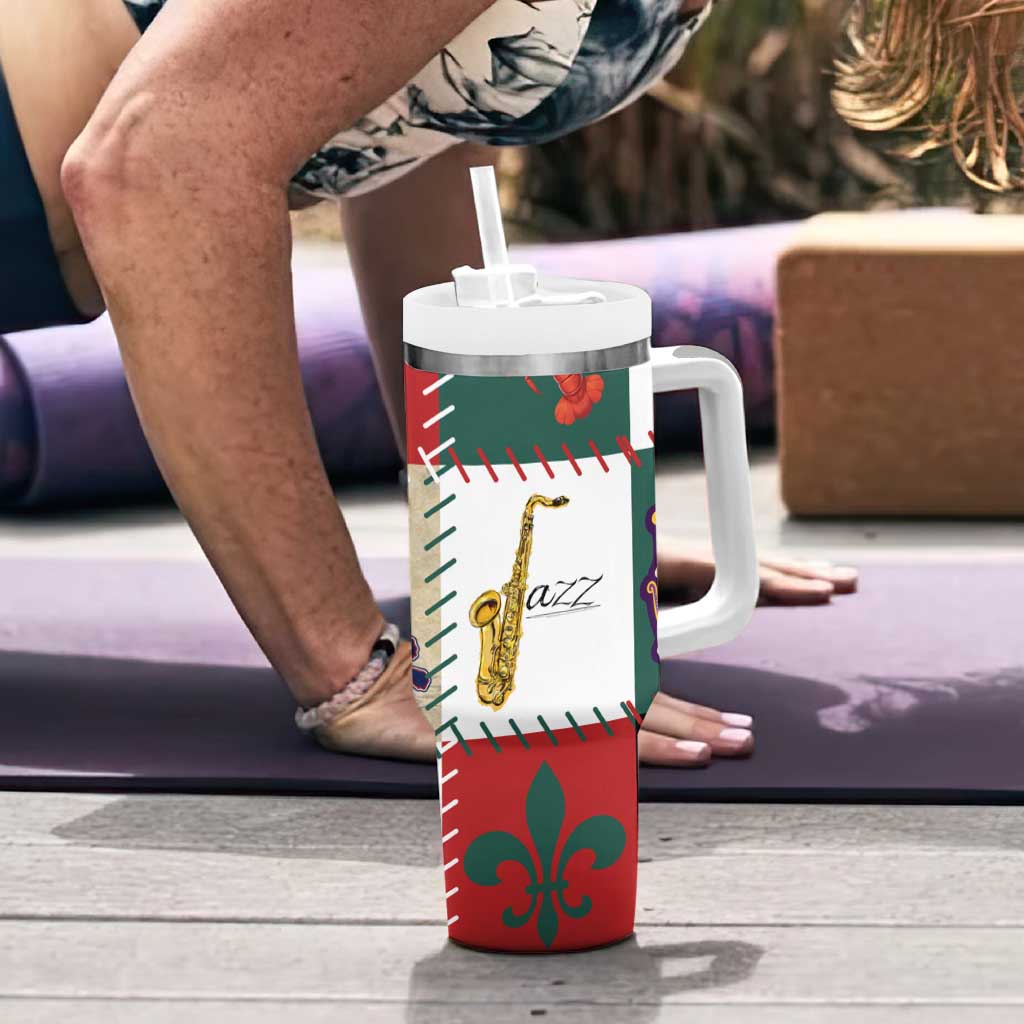 Louisiana Famous Things Christmas Tumbler With Handle Xmas Holiday Patterns - Wonder Print Shop