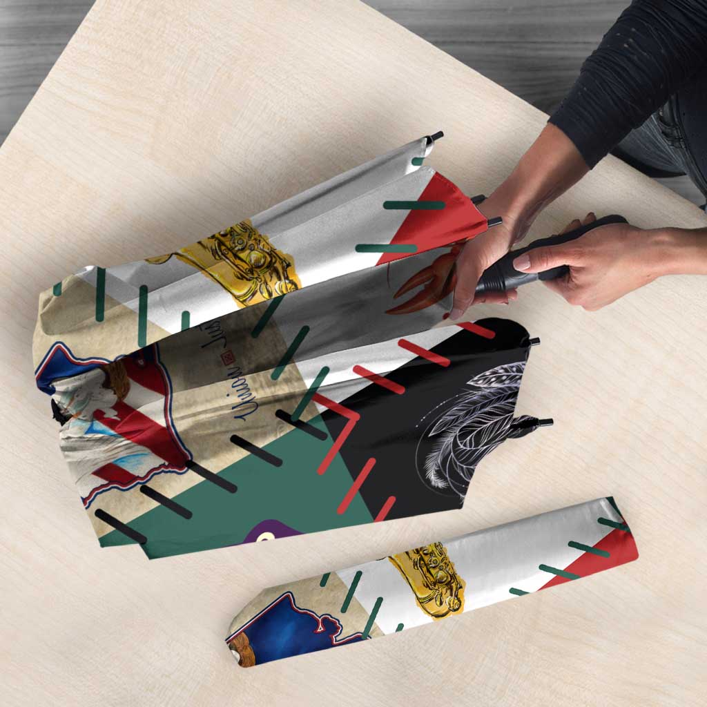 Louisiana Famous Things Christmas Umbrella Xmas Holiday Patterns - Wonder Print Shop