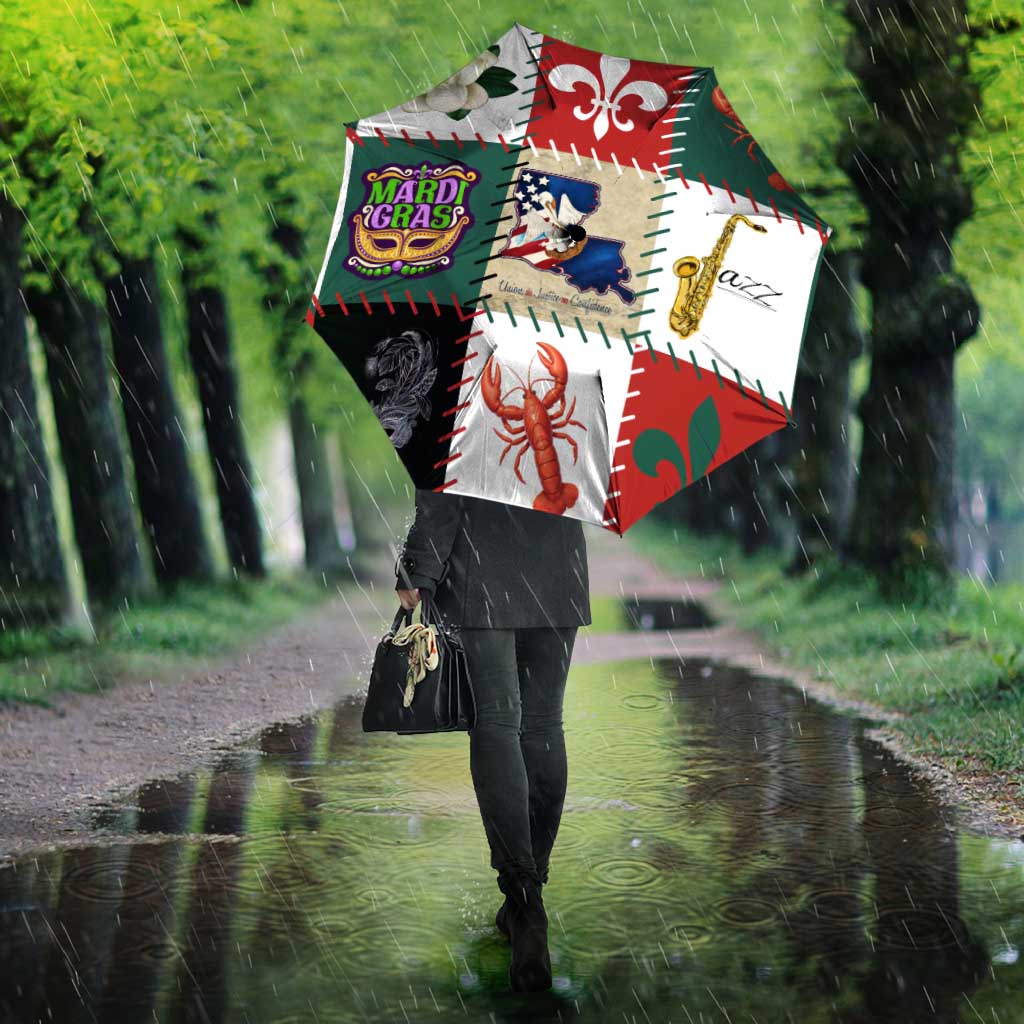 Louisiana Famous Things Christmas Umbrella Xmas Holiday Patterns - Wonder Print Shop