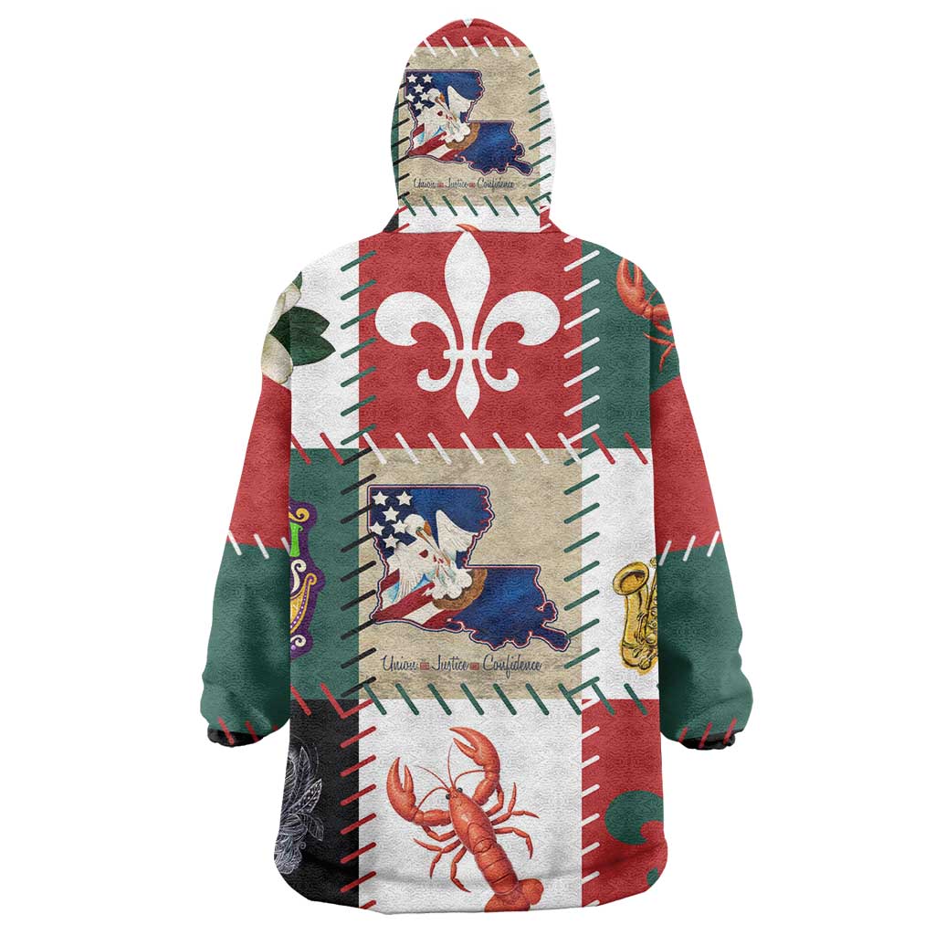 Louisiana Famous Things Christmas Wearable Blanket Hoodie Xmas Holiday Patterns - Wonder Print Shop