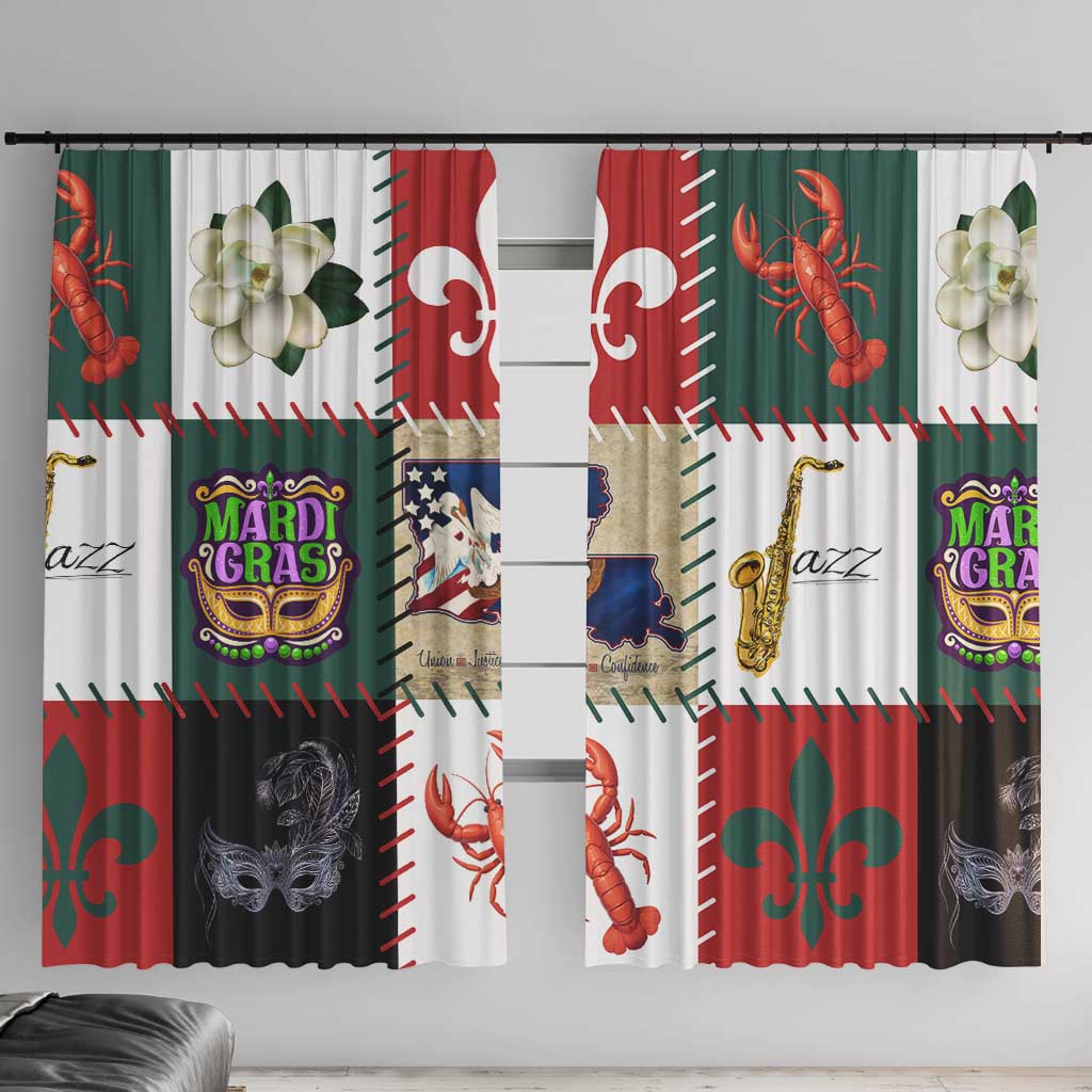 Louisiana Famous Things Christmas Window Curtain Xmas Holiday Patterns - Wonder Print Shop