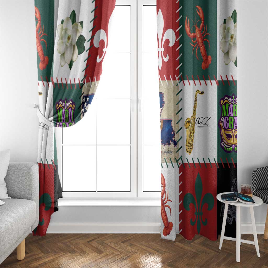 Louisiana Famous Things Christmas Window Curtain Xmas Holiday Patterns - Wonder Print Shop