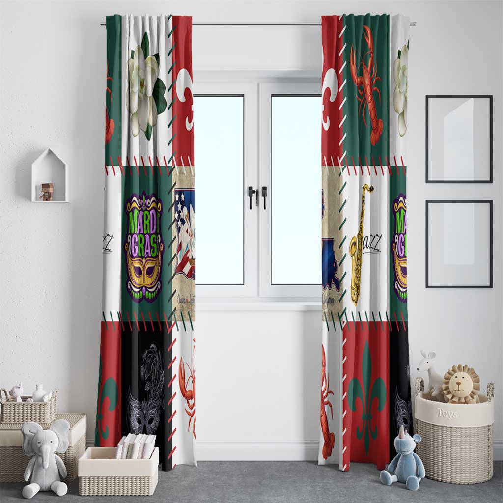 Louisiana Famous Things Christmas Window Curtain Xmas Holiday Patterns - Wonder Print Shop