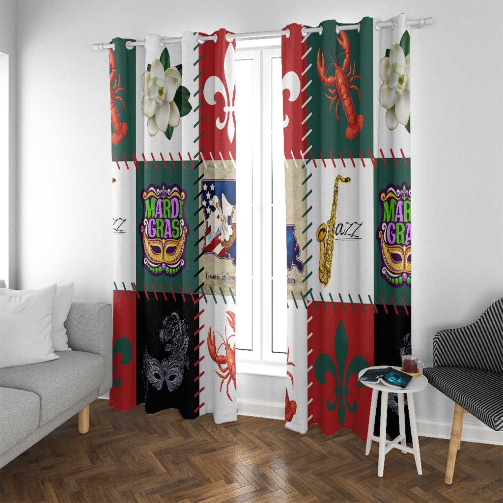 Louisiana Famous Things Christmas Window Curtain Xmas Holiday Patterns - Wonder Print Shop