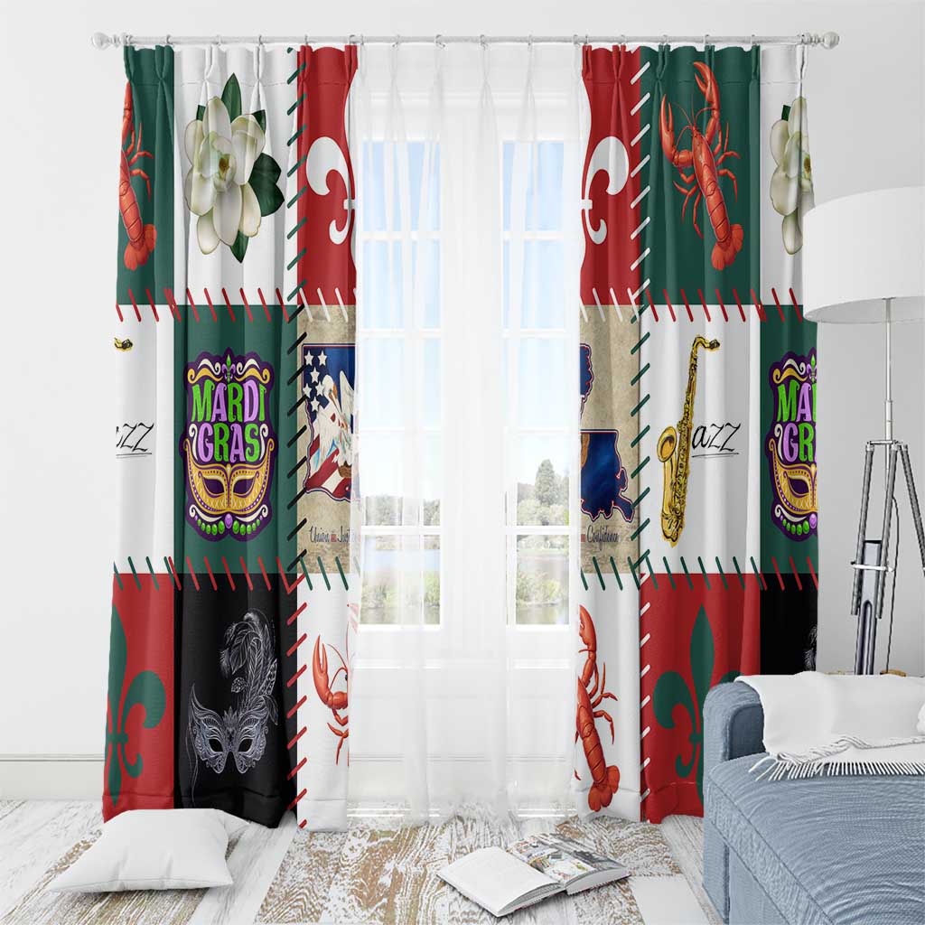 Louisiana Famous Things Christmas Window Curtain Xmas Holiday Patterns - Wonder Print Shop