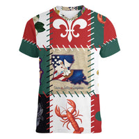 Louisiana Famous Things Christmas Women V-Neck T-Shirt Xmas Holiday Patterns - Wonder Print Shop