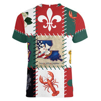 Louisiana Famous Things Christmas Women V-Neck T-Shirt Xmas Holiday Patterns - Wonder Print Shop