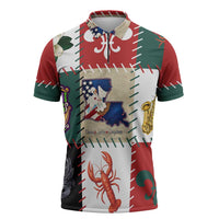 Louisiana Famous Things Christmas Zipper Polo Shirt Xmas Holiday Patterns - Wonder Print Shop