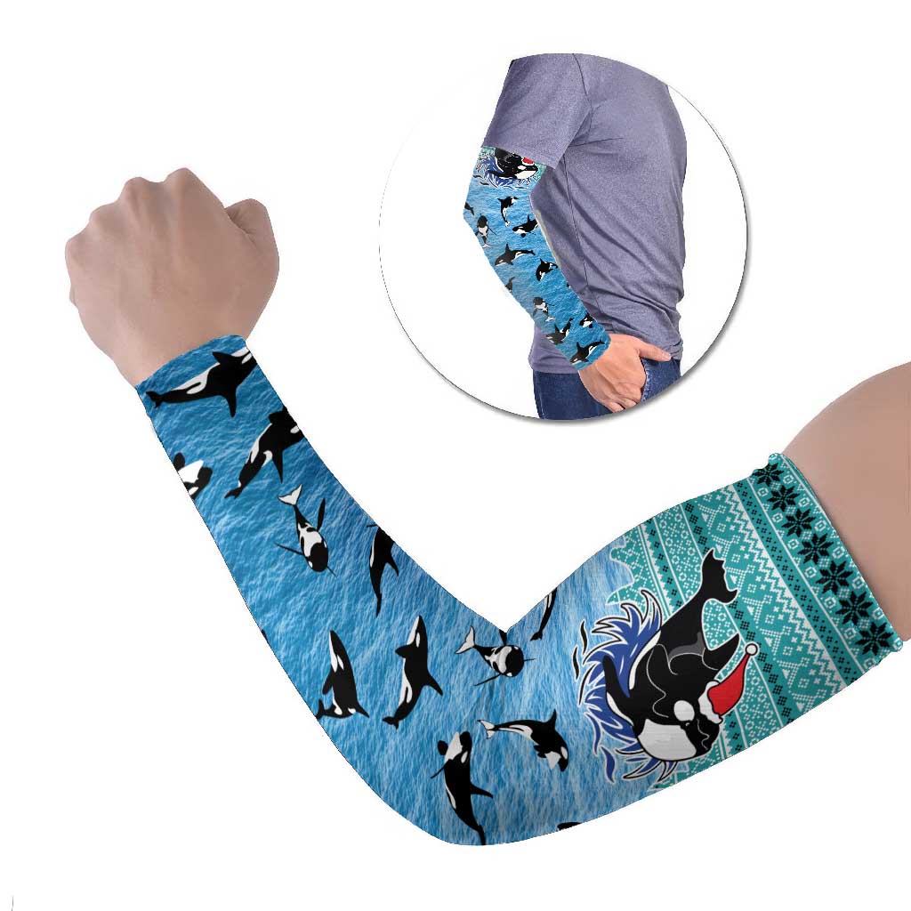 Love Oracle Whale Christmas Arm Sleeves Xmas Holiday Patterns - Wonder Print Shop