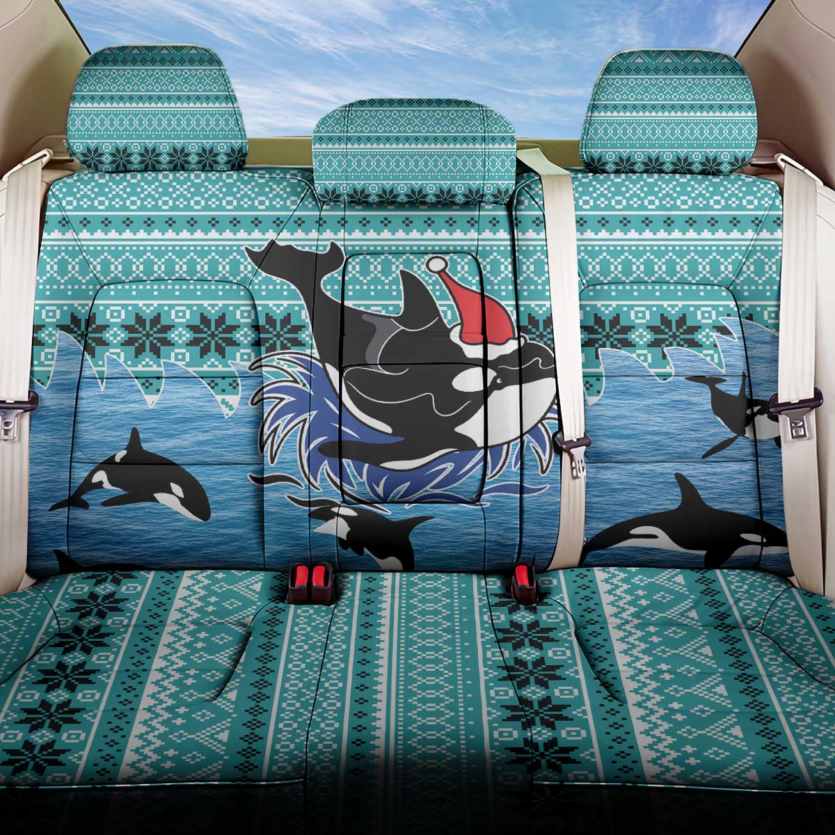 Love Oracle Whale Christmas Back Car Seat Cover Xmas Holiday Patterns - Wonder Print Shop
