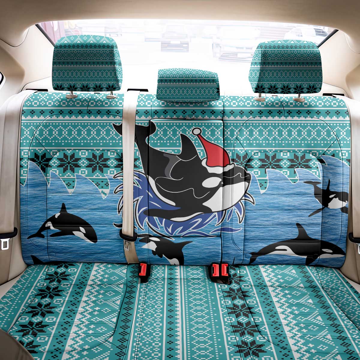Love Oracle Whale Christmas Back Car Seat Cover Xmas Holiday Patterns - Wonder Print Shop