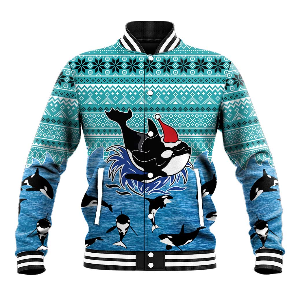 Love Oracle Whale Christmas Baseball Jacket Xmas Holiday Patterns - Wonder Print Shop