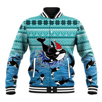 Love Oracle Whale Christmas Baseball Jacket Xmas Holiday Patterns - Wonder Print Shop