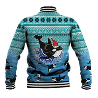 Love Oracle Whale Christmas Baseball Jacket Xmas Holiday Patterns - Wonder Print Shop