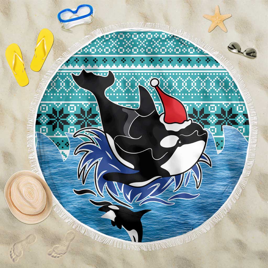 Love Oracle Whale Christmas Beach Blanket Xmas Holiday Patterns - Wonder Print Shop