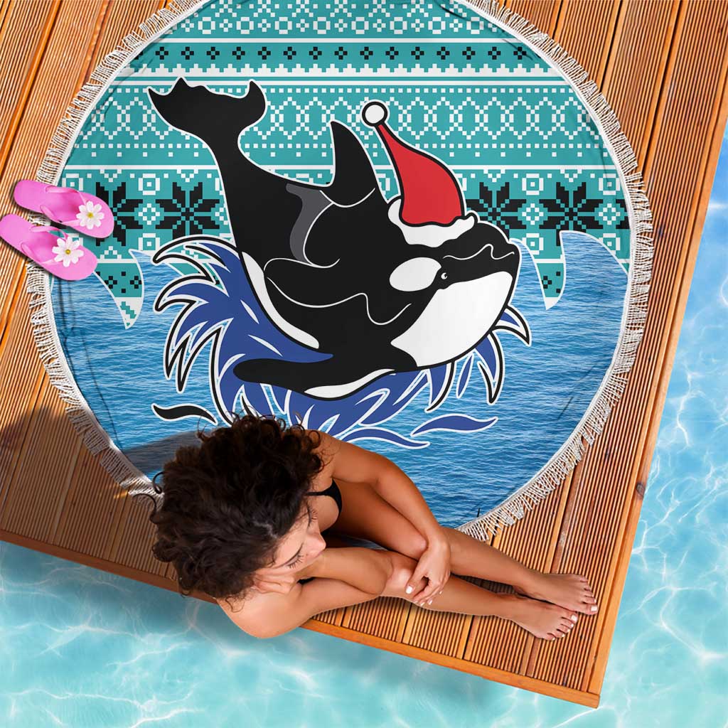 Love Oracle Whale Christmas Beach Blanket Xmas Holiday Patterns - Wonder Print Shop