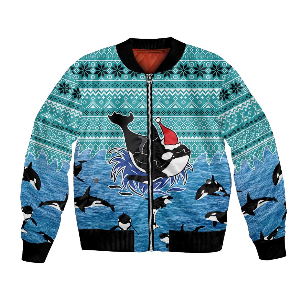 Love Oracle Whale Christmas Bomber Jacket Xmas Holiday Patterns - Wonder Print Shop