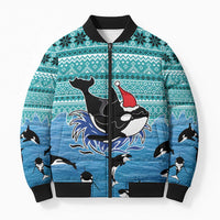 Love Oracle Whale Christmas Bomber Puffer Jacket Xmas Holiday Patterns - Wonder Print Shop