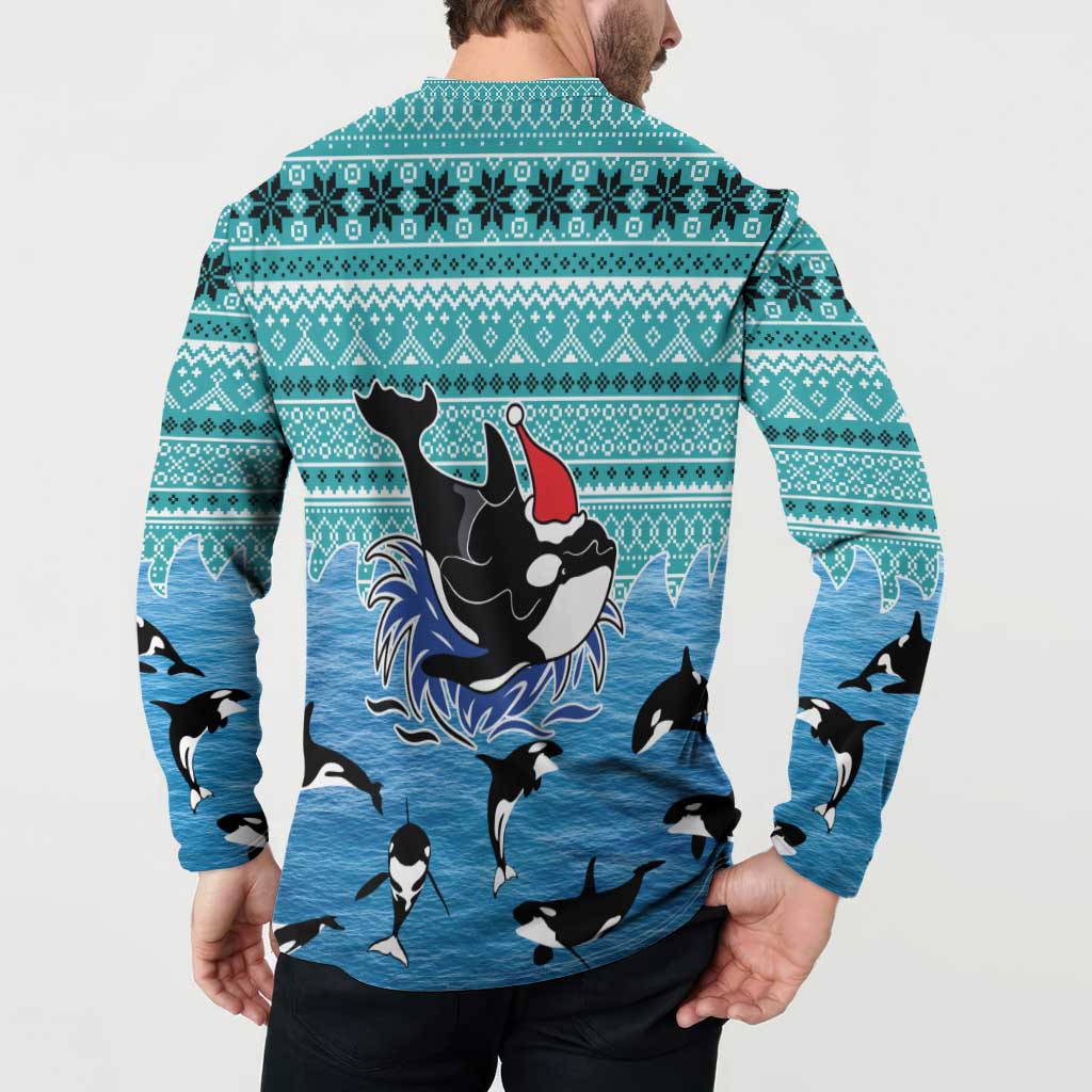Love Oracle Whale Christmas Button Sweatshirt Xmas Holiday Patterns - Wonder Print Shop