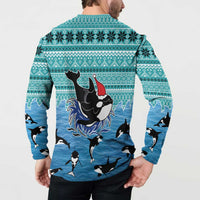 Love Oracle Whale Christmas Button Sweatshirt Xmas Holiday Patterns - Wonder Print Shop