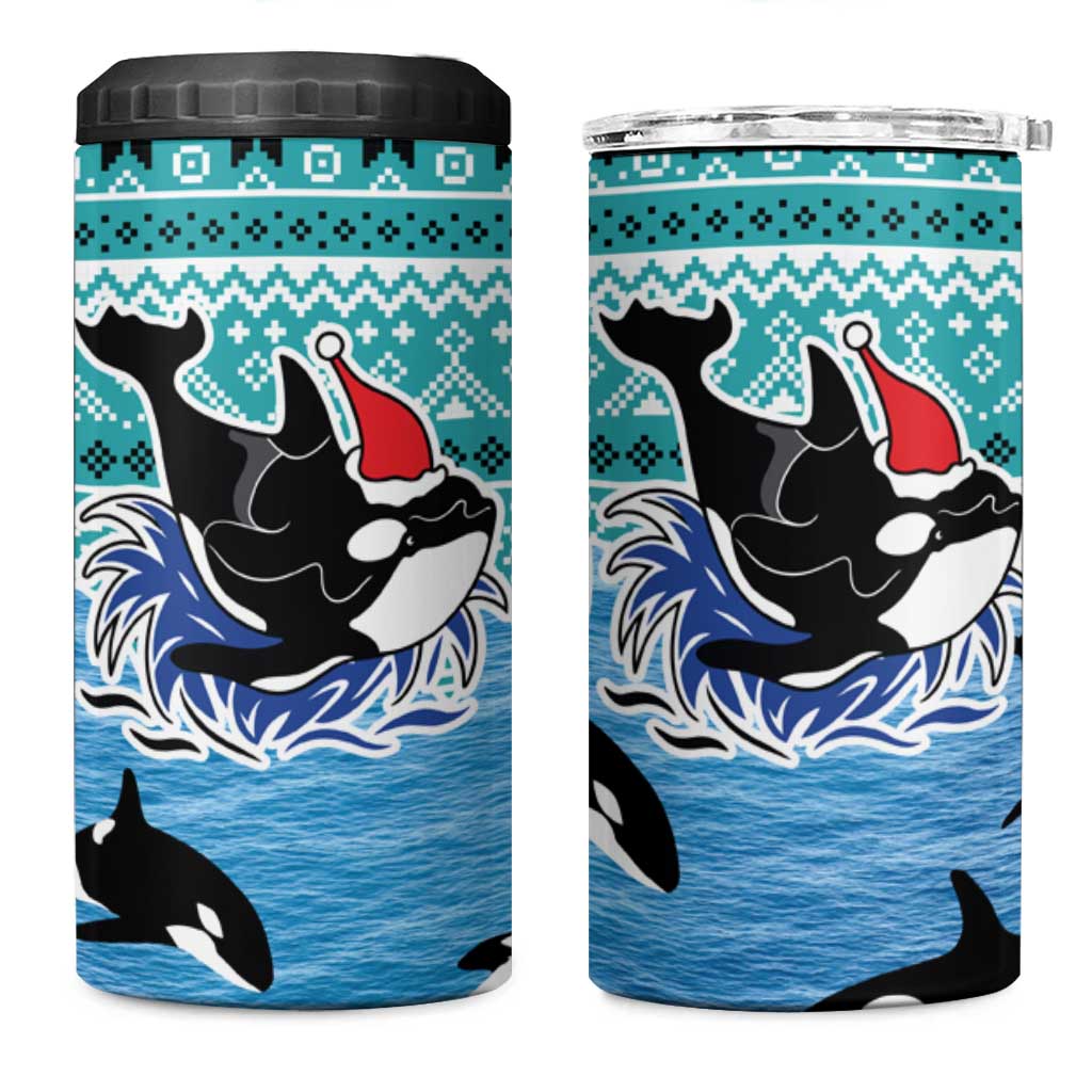 Love Oracle Whale Christmas 4 in 1 Can Cooler Tumbler Xmas Holiday Patterns - Wonder Print Shop