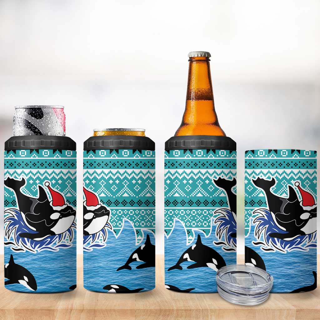 Love Oracle Whale Christmas 4 in 1 Can Cooler Tumbler Xmas Holiday Patterns - Wonder Print Shop