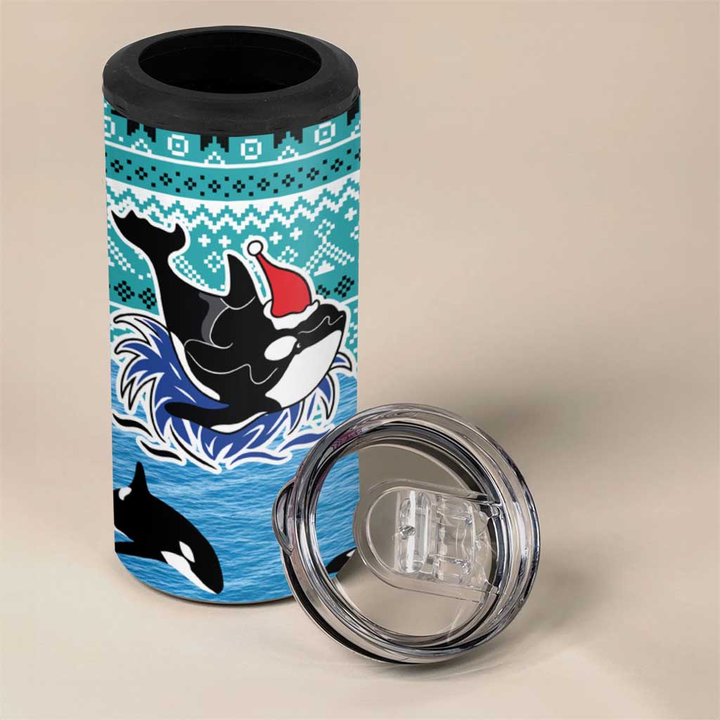 Love Oracle Whale Christmas 4 in 1 Can Cooler Tumbler Xmas Holiday Patterns - Wonder Print Shop