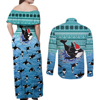 Love Oracle Whale Christmas Couples Matching Off Shoulder Maxi Dress and Long Sleeve Button Shirt Xmas Holiday Patterns - Wonder Print Shop
