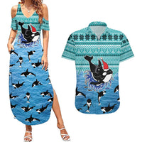 Love Oracle Whale Christmas Couples Matching Summer Maxi Dress and Hawaiian Shirt Xmas Holiday Patterns - Wonder Print Shop